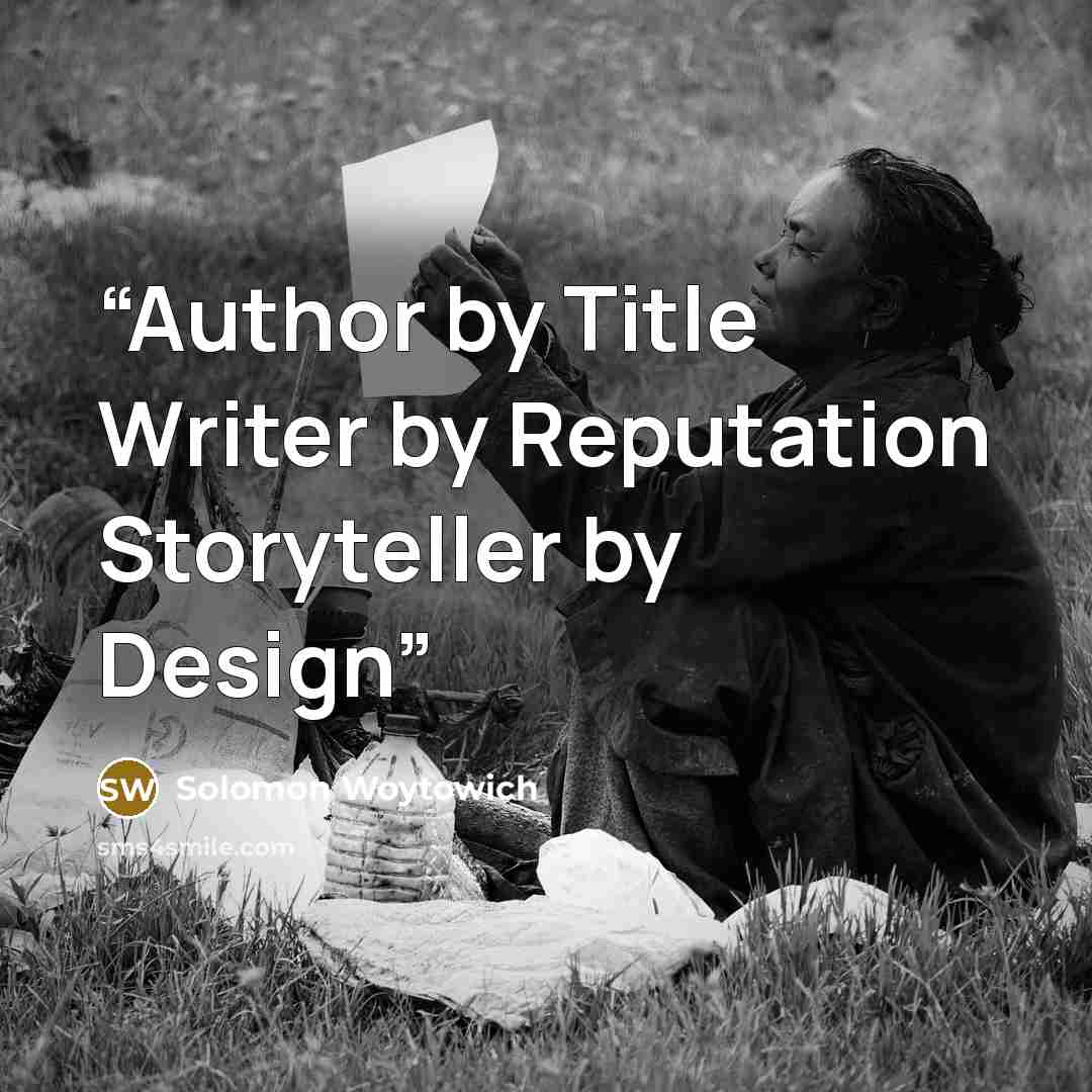 “Author by Title Writer by Reputation Storyteller by Design” quote by Solomon Woytowich