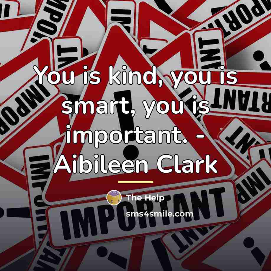 “You is kind, you is smart, you is important. -…” quote by The Help
