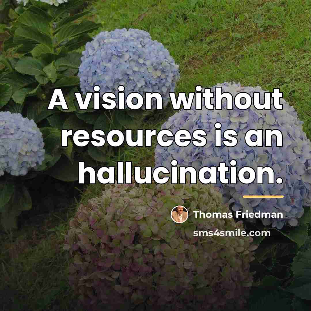 “A vision without resources is an hallucination.…” quote by Thomas Friedman