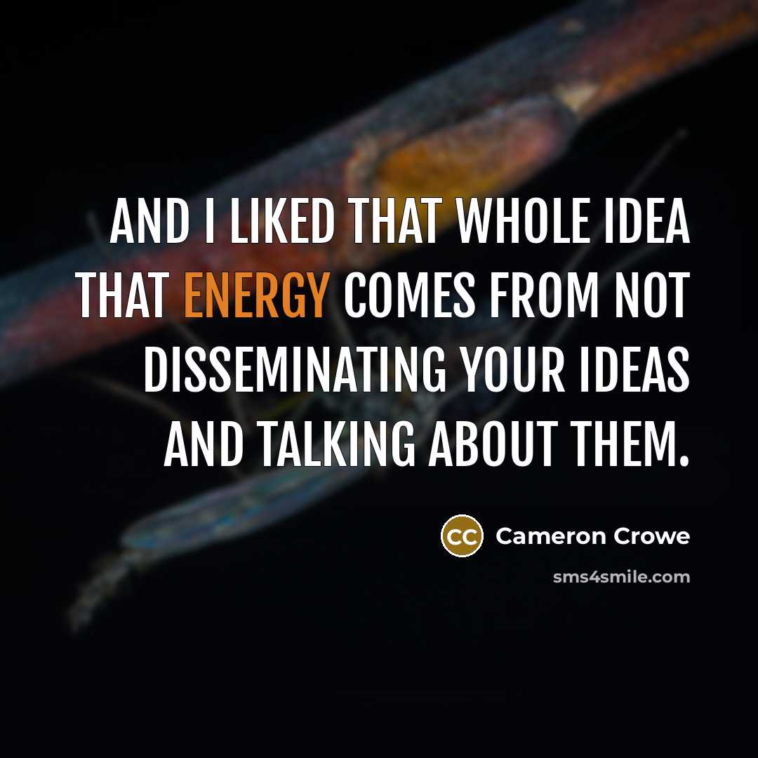 “And I liked that whole idea that energy comes from…” quote by Cameron Crowe