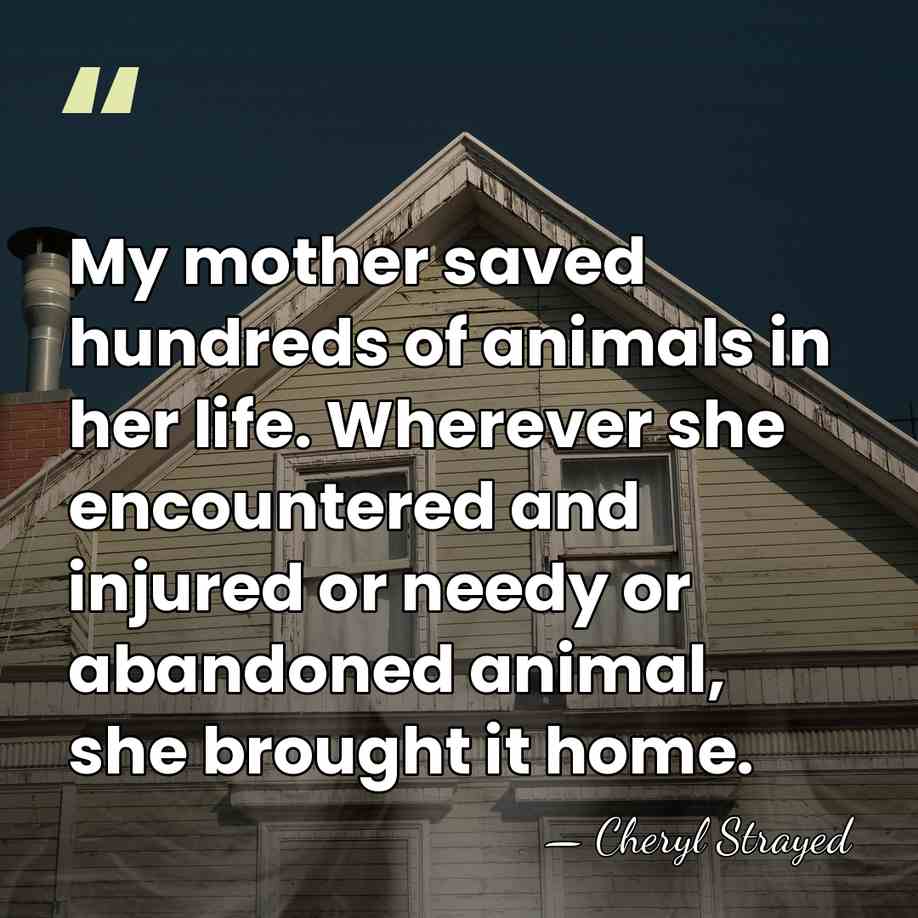 My mother saved hundreds of animals in her life. Wherever she encountered&hellip; - Cheryl Strayed