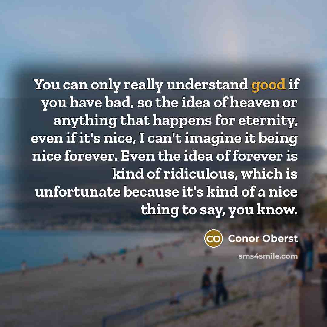 “You can only really understand good if you have bad,…” quote by Conor Oberst