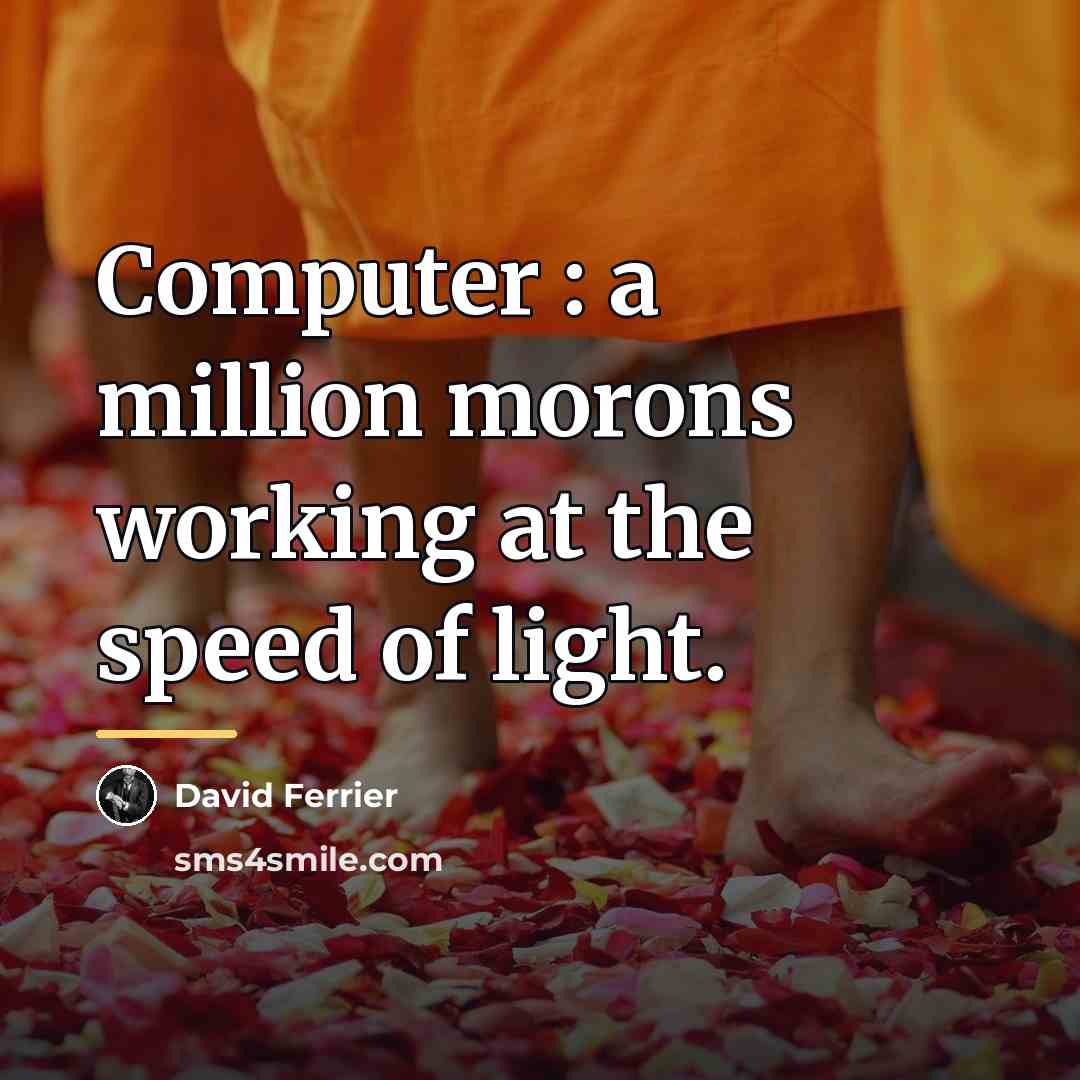 “Computer : a million morons working at the speed of…” quote by David Ferrier