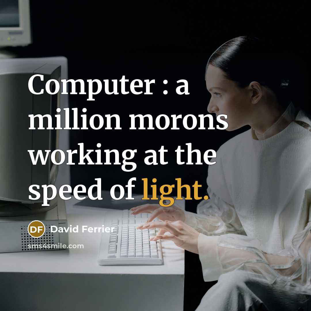 “Computer : a million morons working at the speed of light.” quote by David Ferrier