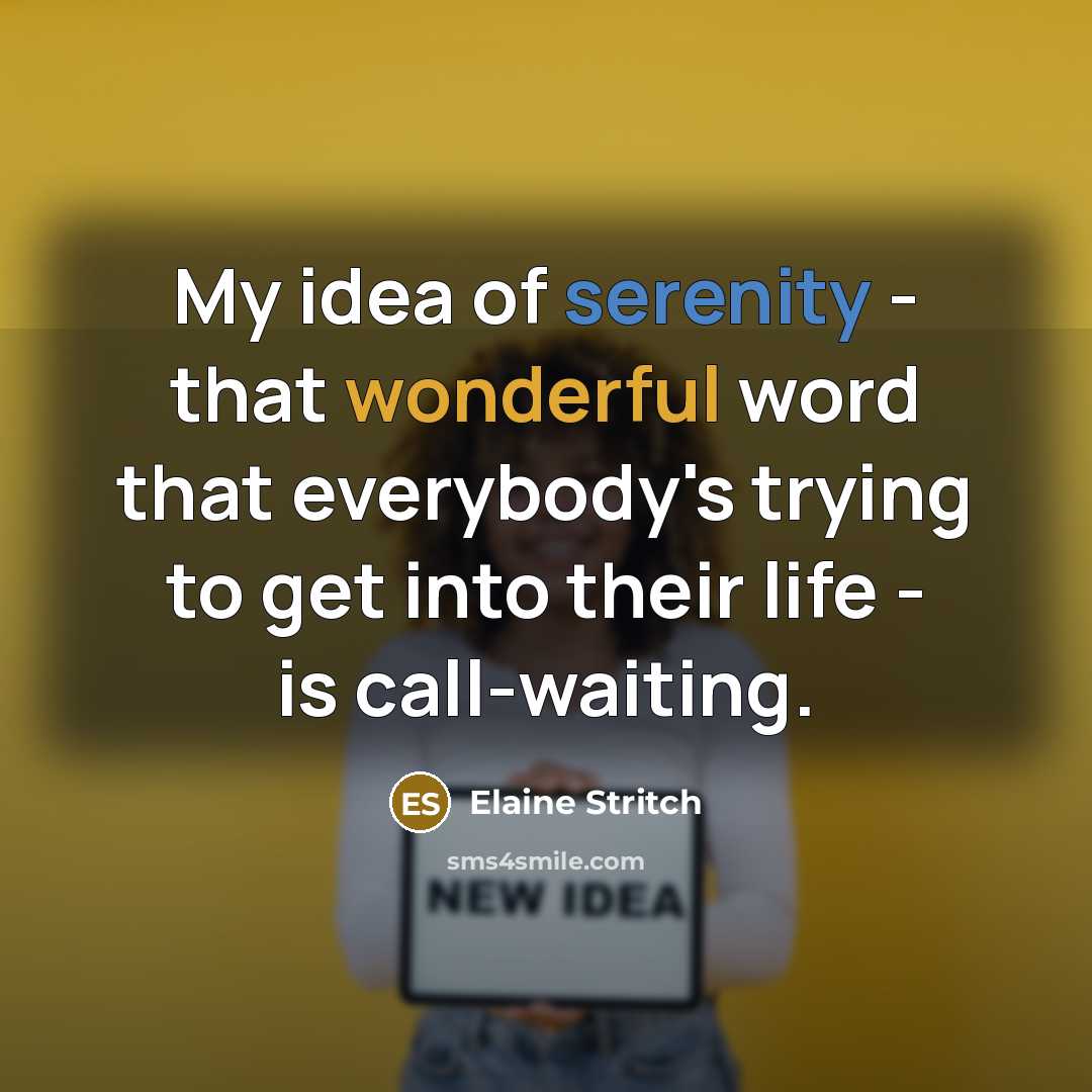 “My idea of serenity - that wonderful word that everybody's…” quote by Elaine Stritch