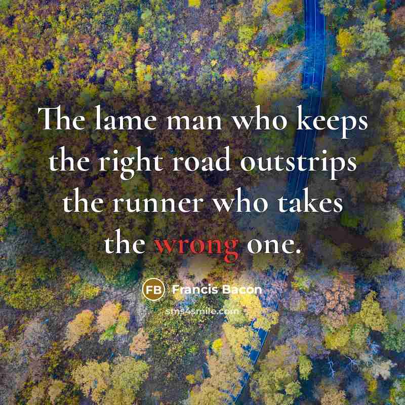 “The lame man who keeps the right road outstrips the…” quote by Francis Bacon