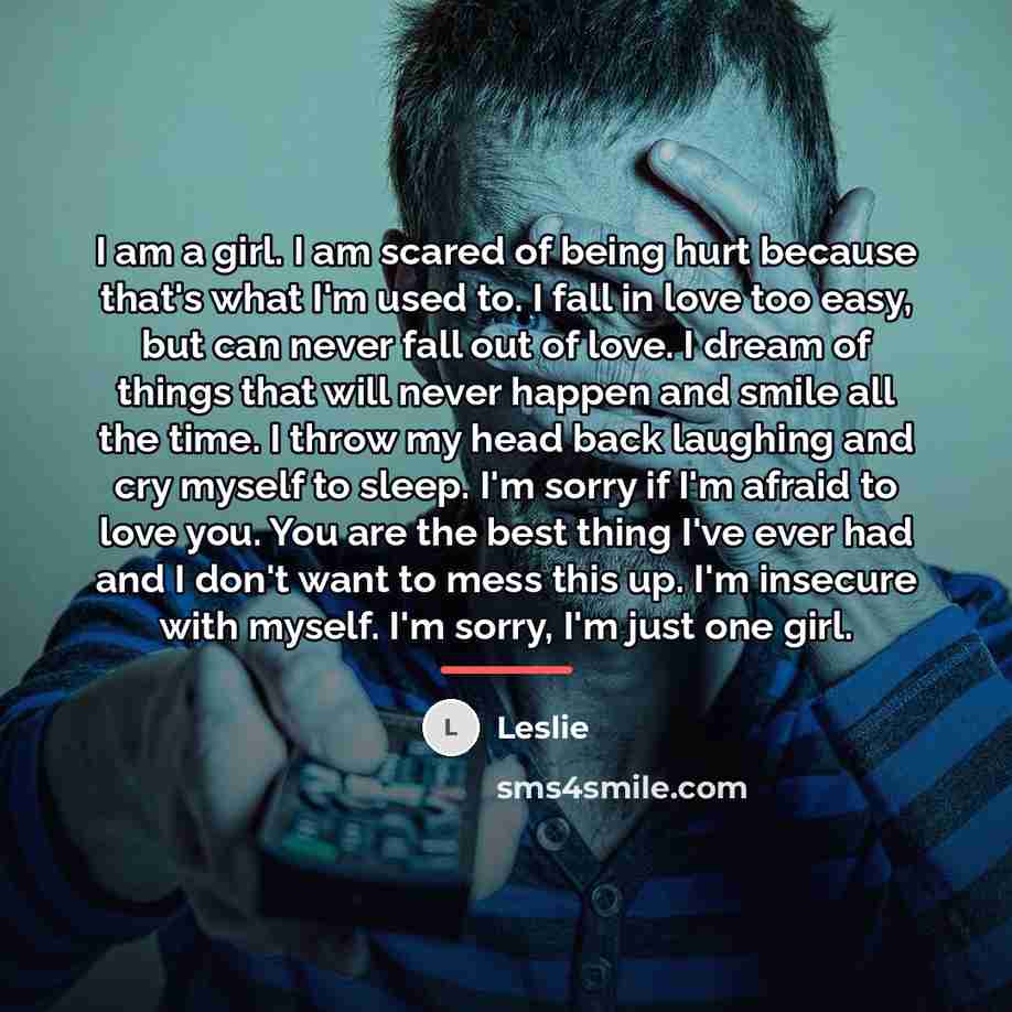“I am a girl. I am scared of being hurt…” quote by Leslie