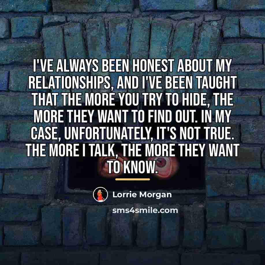 “I've always been honest about my relationships, and I've been…” quote by Lorrie Morgan