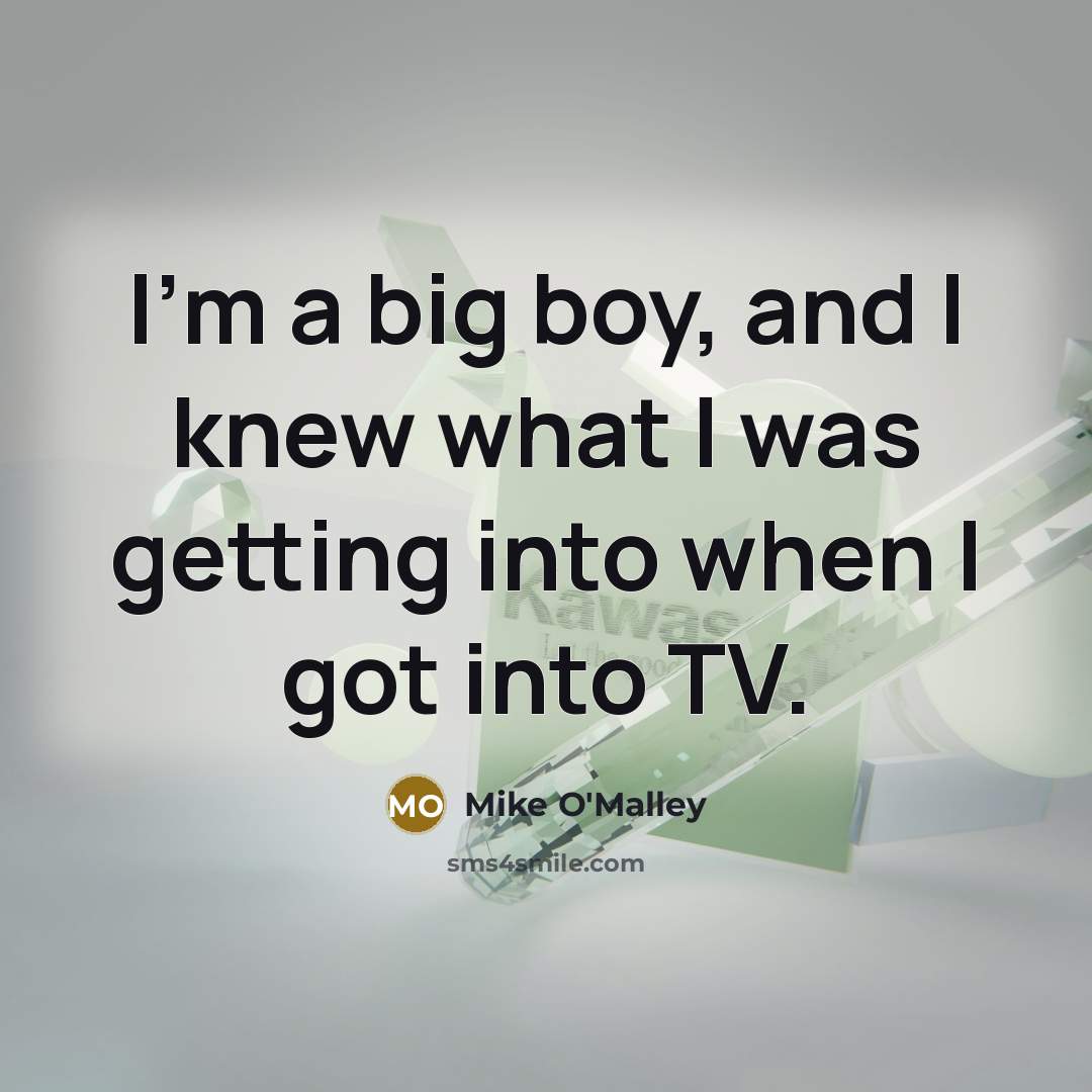 “I'm a big boy, and I knew what I was…” quote by Mike O'Malley