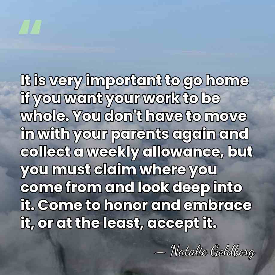 It is very important to go home if you want your work&hellip; - Natalie Goldberg