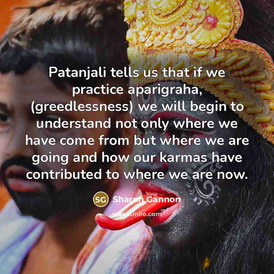 “Patanjali tells us that if we practice aparigraha, (greedlessness) we…” quote by Sharon Gannon
