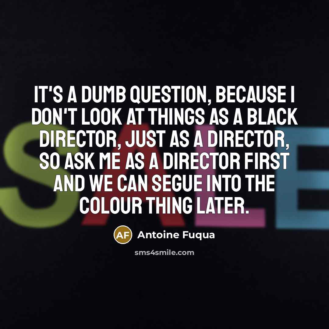 “It's a dumb question, because I don't look at things…” quote by Antoine Fuqua