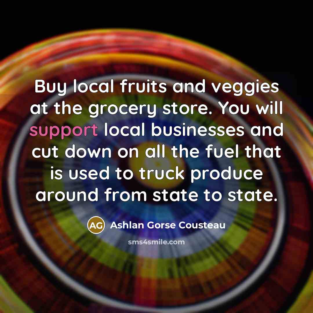 “Buy local fruits and veggies at the grocery store. You…” quote by Ashlan Gorse Cousteau