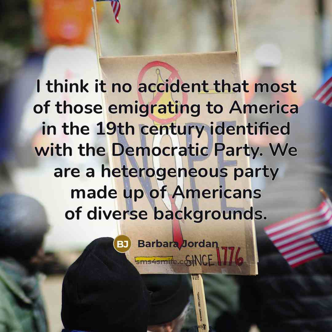 “I think it no accident that most of those emigrating…” quote by Barbara Jordan
