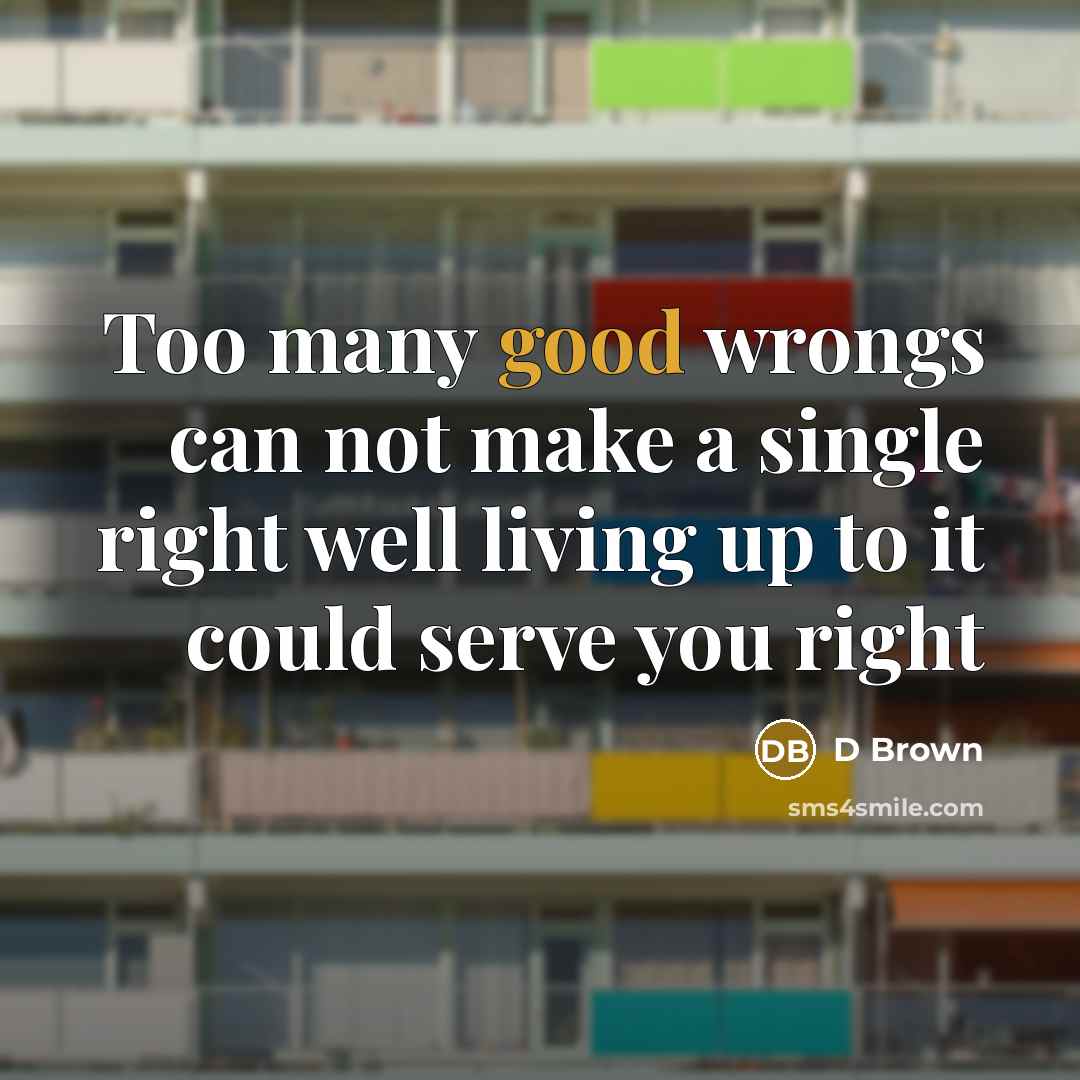 “Too many good wrongs can not make a single right…” quote by D Brown