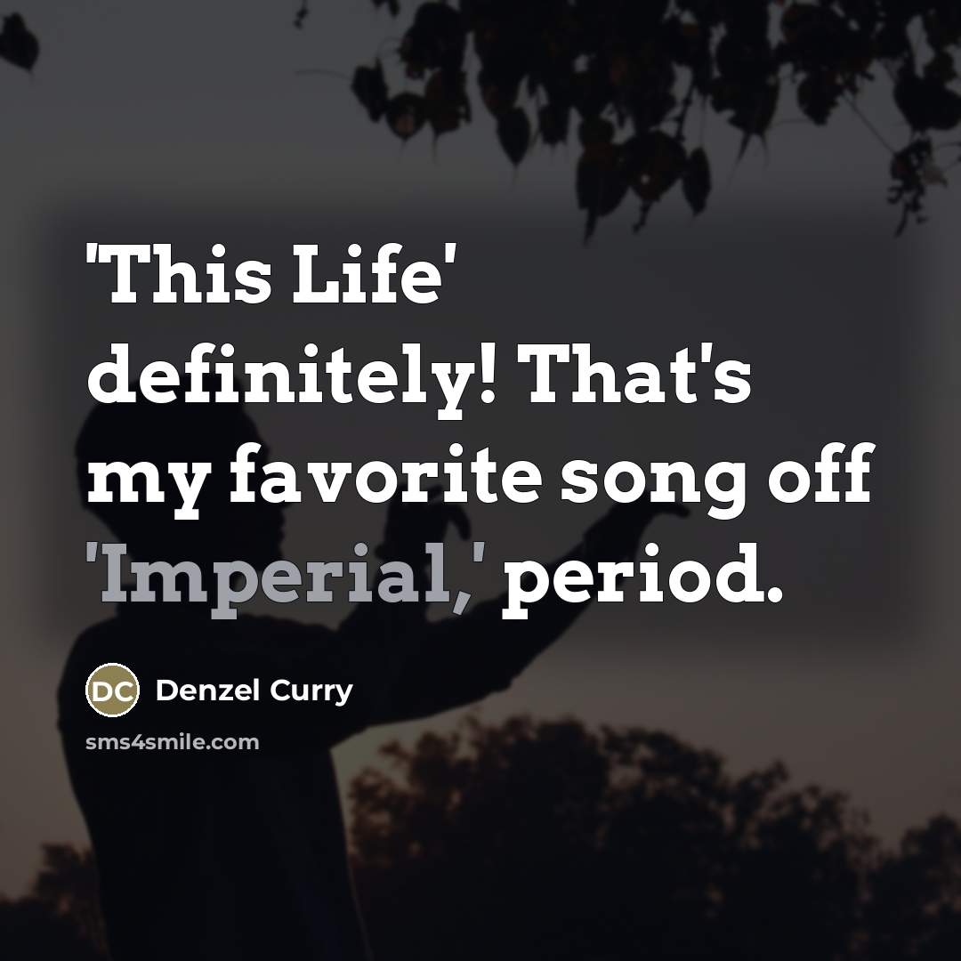 “'This Life' definitely! That's my favorite song off 'Imperial,' period.…” quote by Denzel Curry