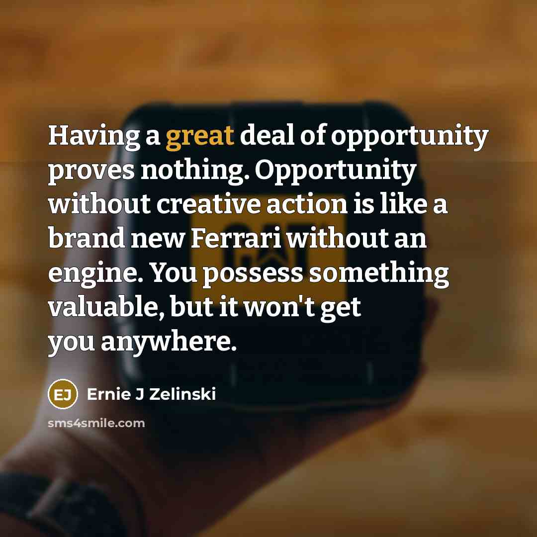 “Having a great deal of opportunity proves nothing. Opportunity without…” quote by Ernie J Zelinski