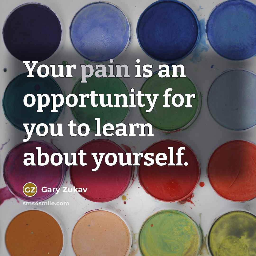 “Your pain is an opportunity for you to learn about…” quote by Gary Zukav