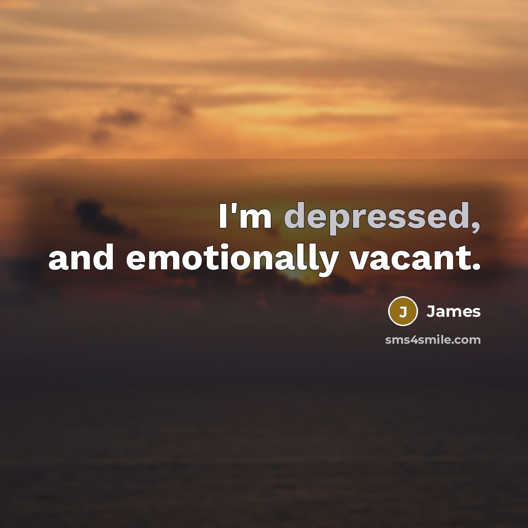 “I'm depressed, and emotionally vacant.” quote by James