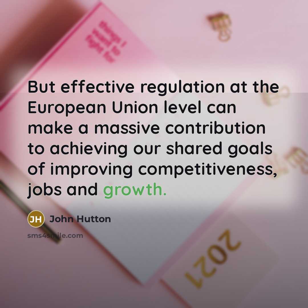 “But effective regulation at the European Union level can make…” quote by John Hutton