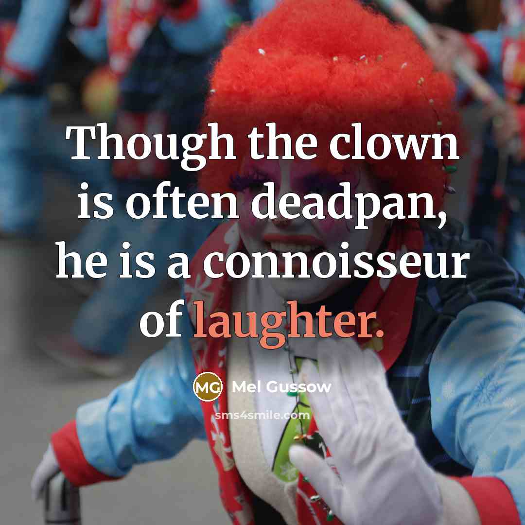 “Though the clown is often deadpan, he is a connoisseur…” quote by Mel Gussow