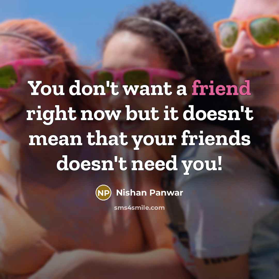 “You don't want a friend right now but it doesn't…” quote by Nishan Panwar