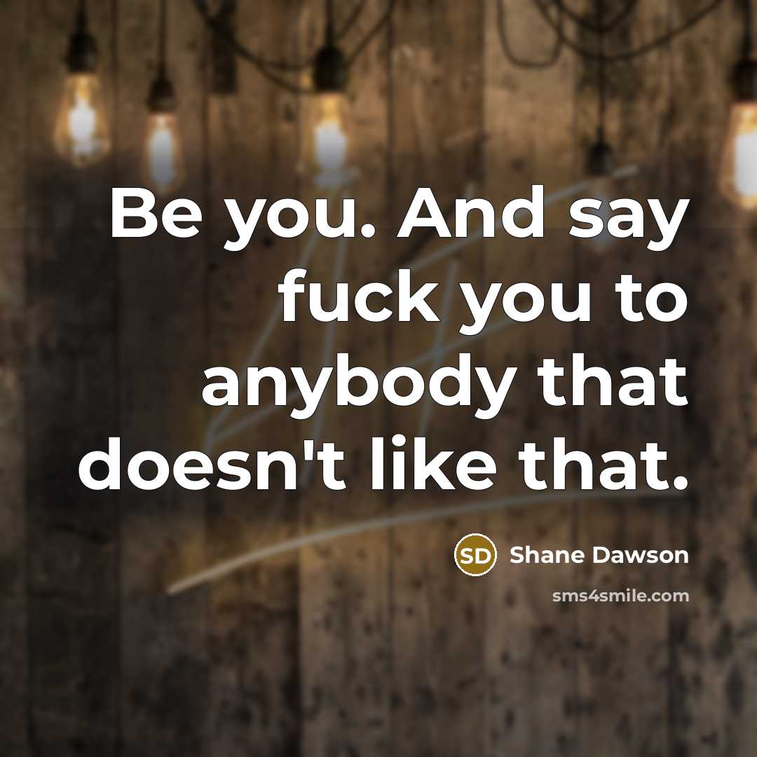 “Be you. And say fuck you to anybody that doesn't like that.” quote by Shane Dawson