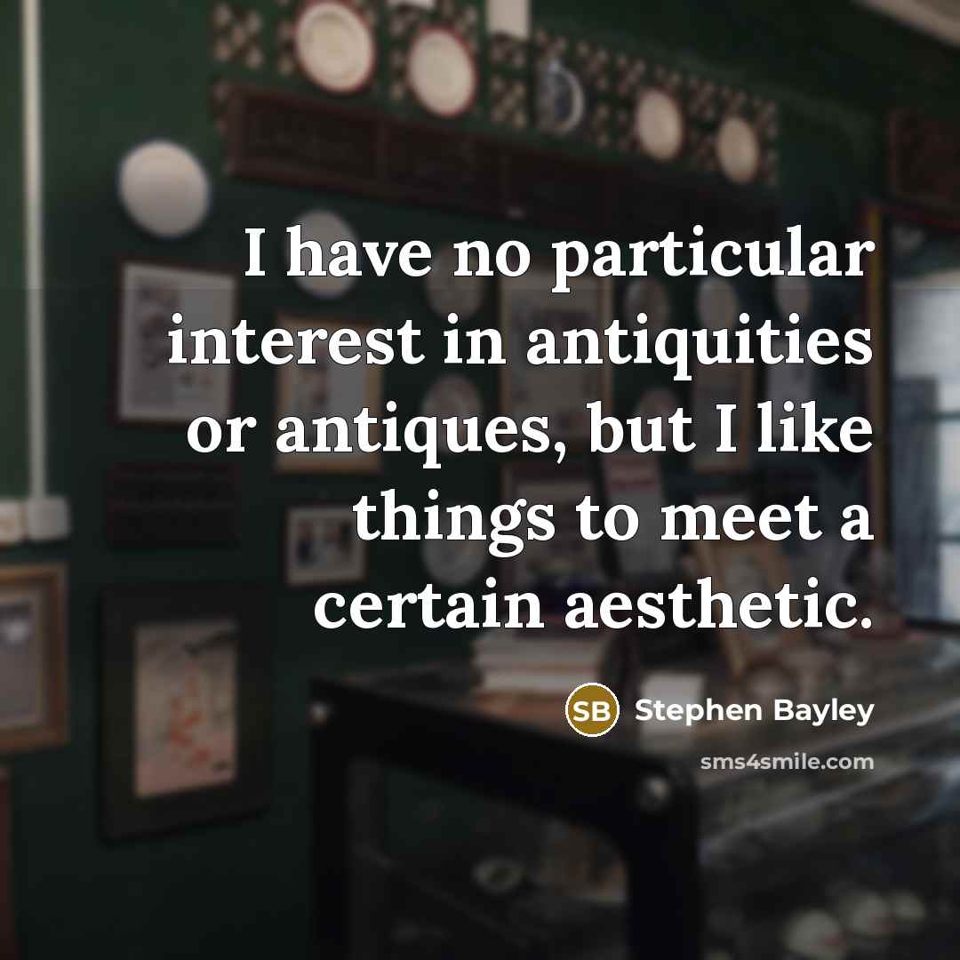 “I have no particular interest in antiquities or antiques, but…” quote by Stephen Bayley