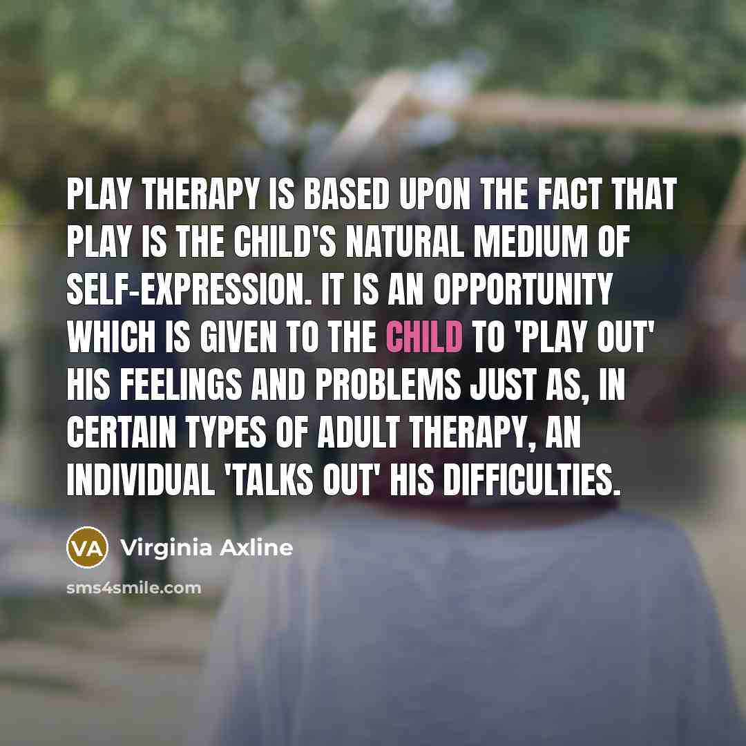 “Play Therapy is based upon the fact that play is…” quote by Virginia Axline