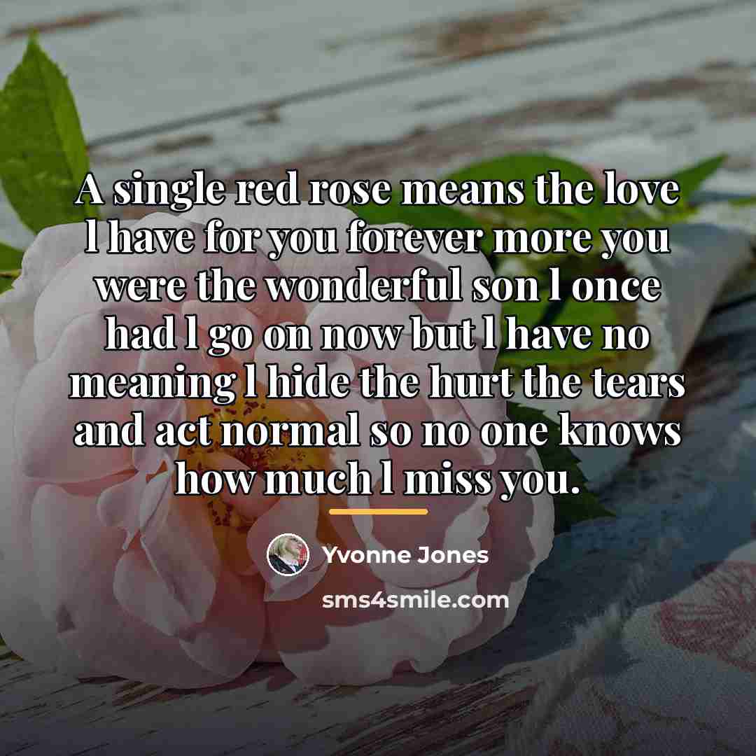 “A single red rose means the love l have for…” quote by Yvonne Jones