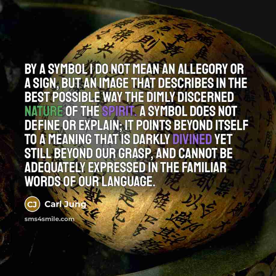 “By a symbol I do not mean an allegory or…” quote by Carl Jung