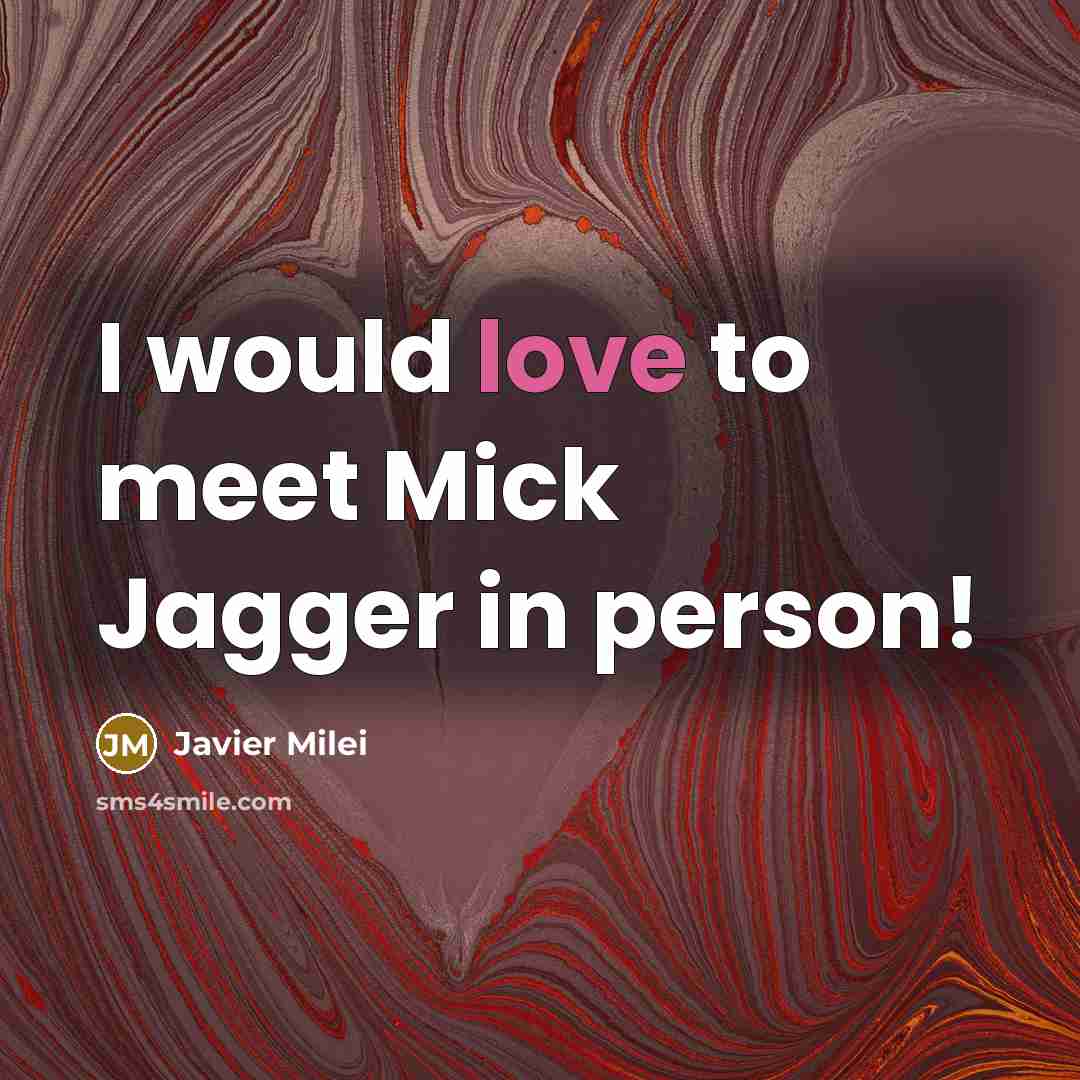 “I would love to meet Mick Jagger in person!…” quote by Javier Milei