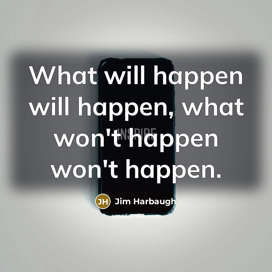 “What will happen will happen, what won't happen won't happen.…” quote by Jim Harbaugh