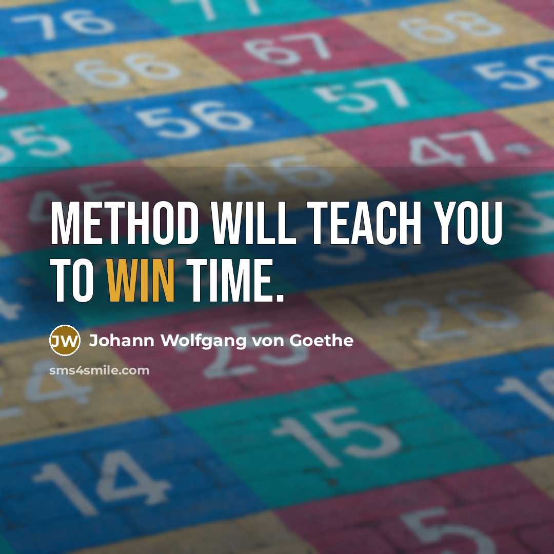 “Method will teach you to win time.…” quote by Johann Wolfgang von Goethe
