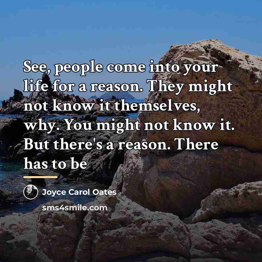 “See, people come into your life for a reason. They…” quote by Joyce Carol Oates