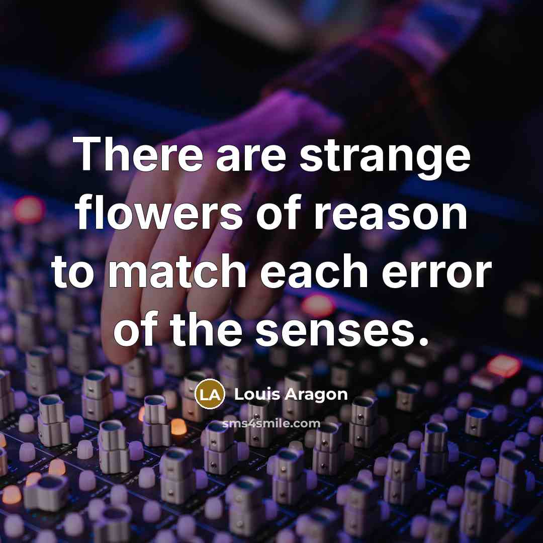 “There are strange flowers of reason to match each error…” quote by Louis Aragon