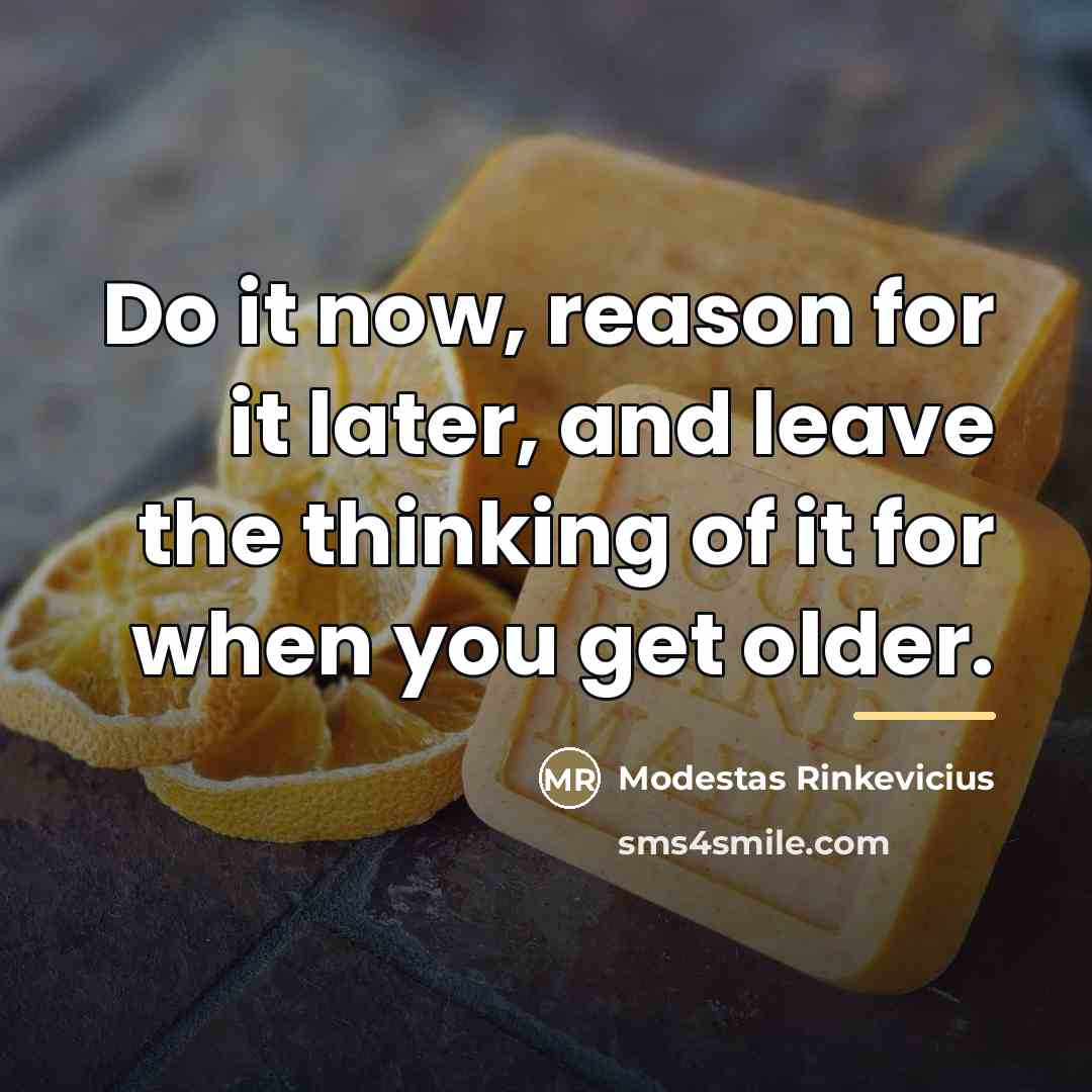 “Do it now, reason for it later, and leave the…” quote by Modestas Rinkevicius