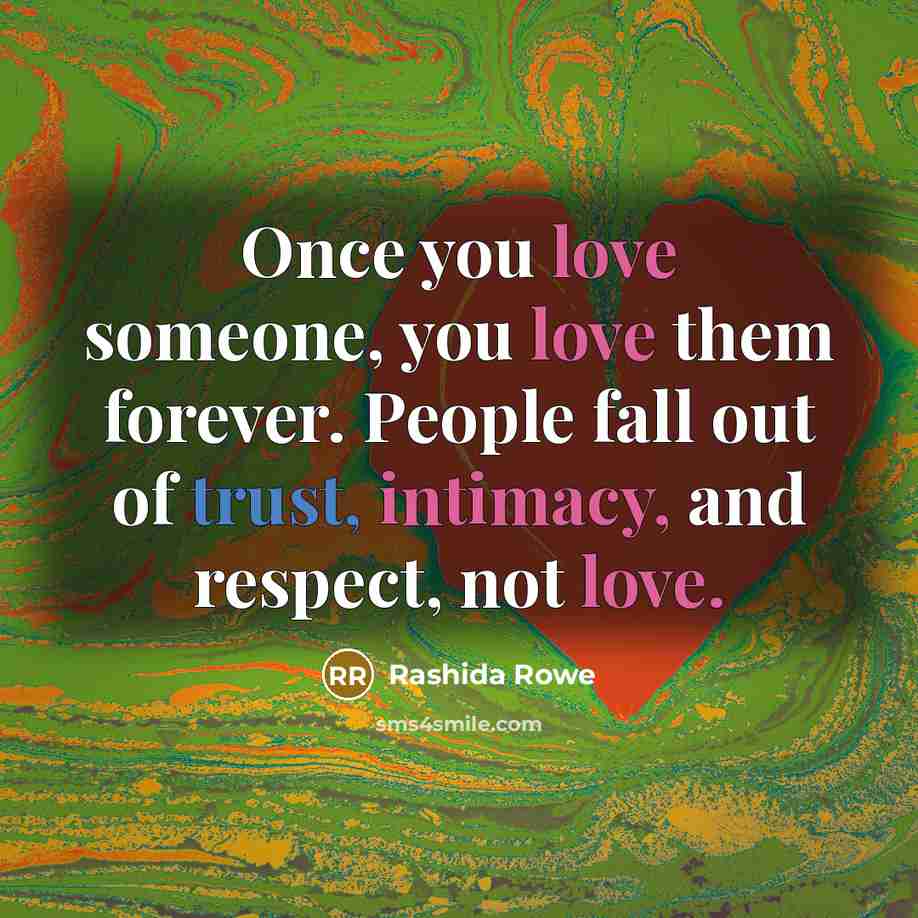 “Once you love someone, you love them forever. People fall…” quote by Rashida Rowe