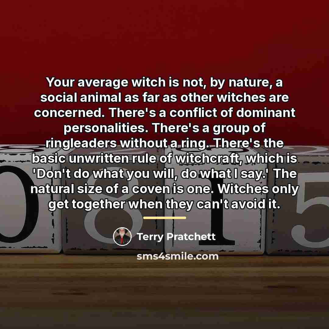 “Your average witch is not, by nature, a social animal…” quote by Terry Pratchett