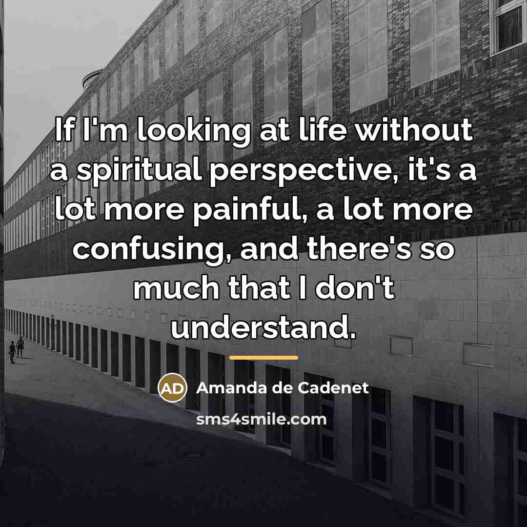 “If I'm looking at life without a spiritual perspective, it's…” quote by Amanda de Cadenet