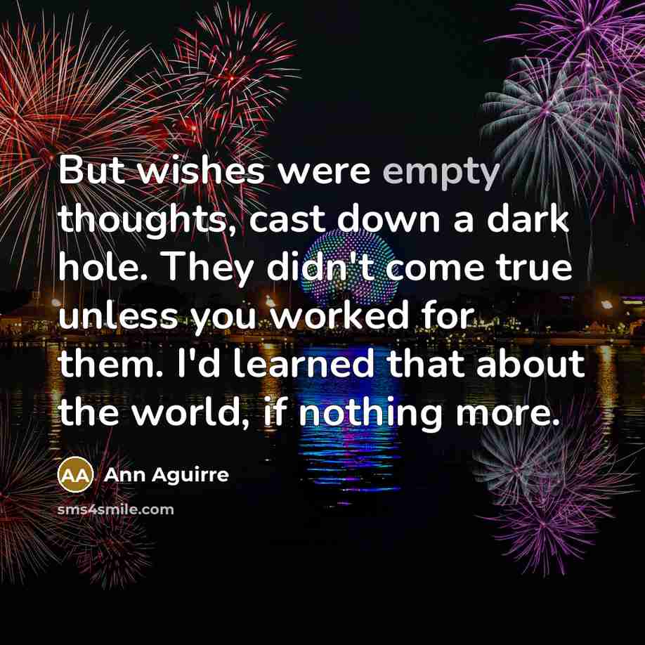“But wishes were empty thoughts, cast down a dark hole.…” quote by Ann Aguirre
