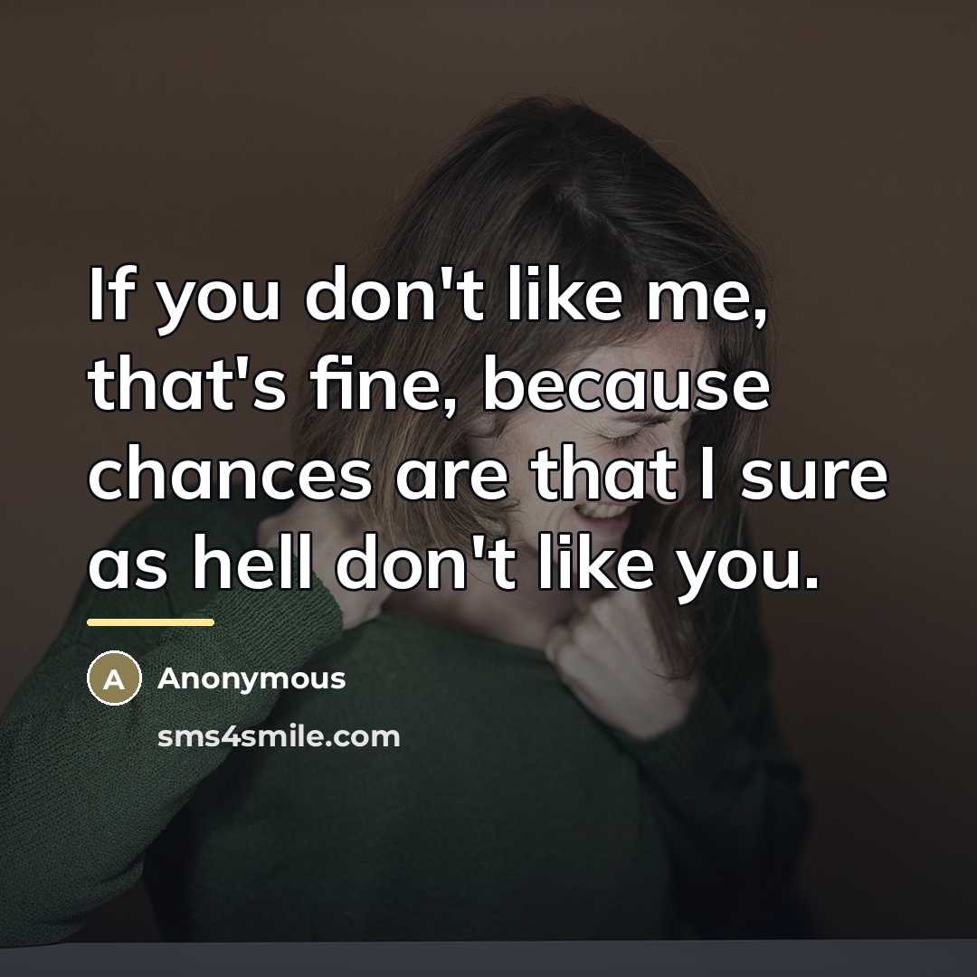“If you don't like me, that's fine, because chances are…” quote by Anonymous