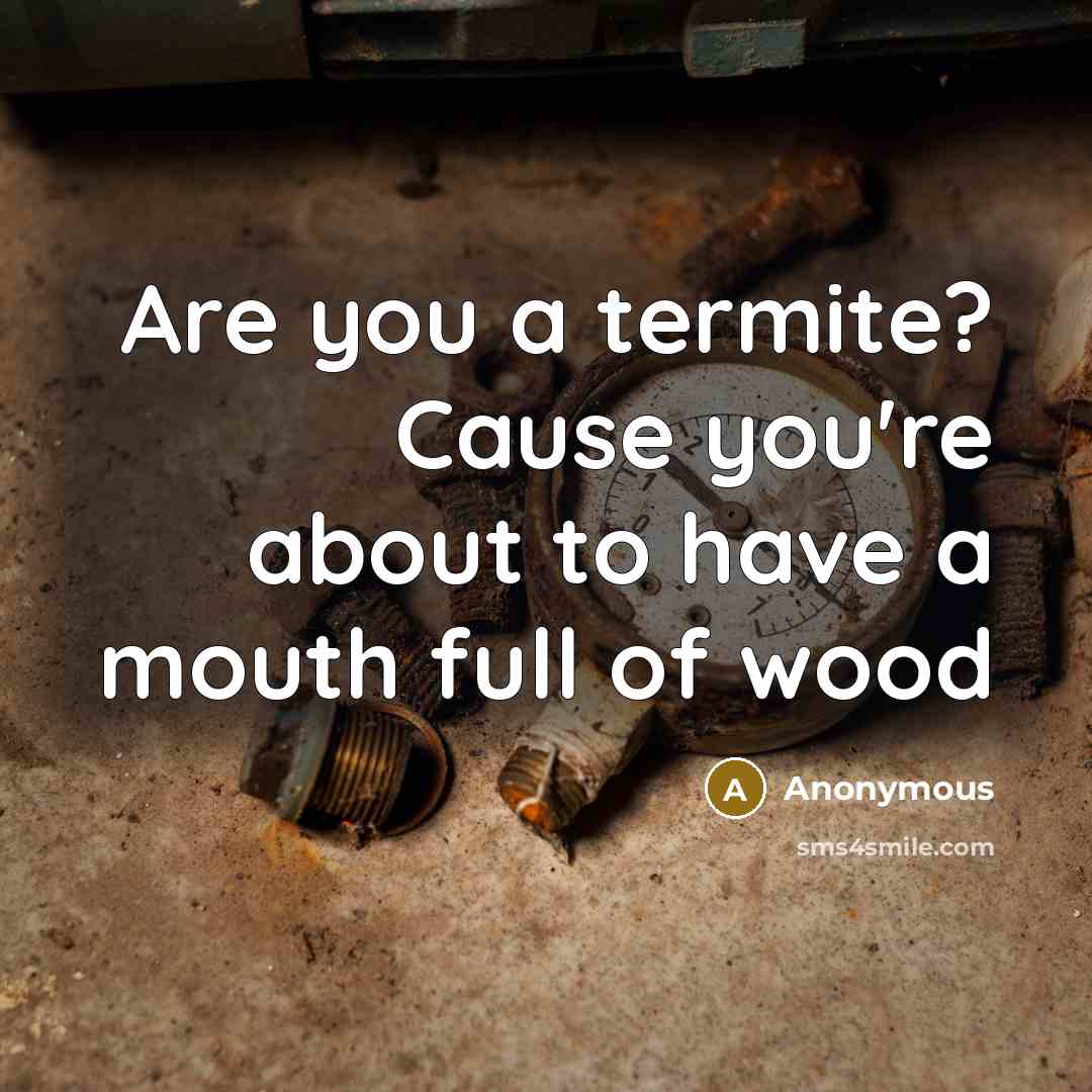 “Are you a termite? Cause you're about to have a…” quote by Anonymous