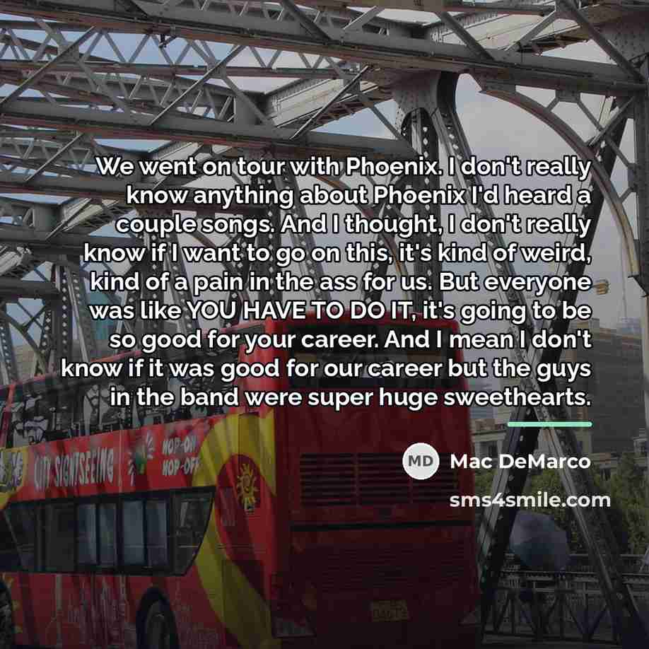 “We went on tour with Phoenix. I don't really know…” quote by Mac DeMarco