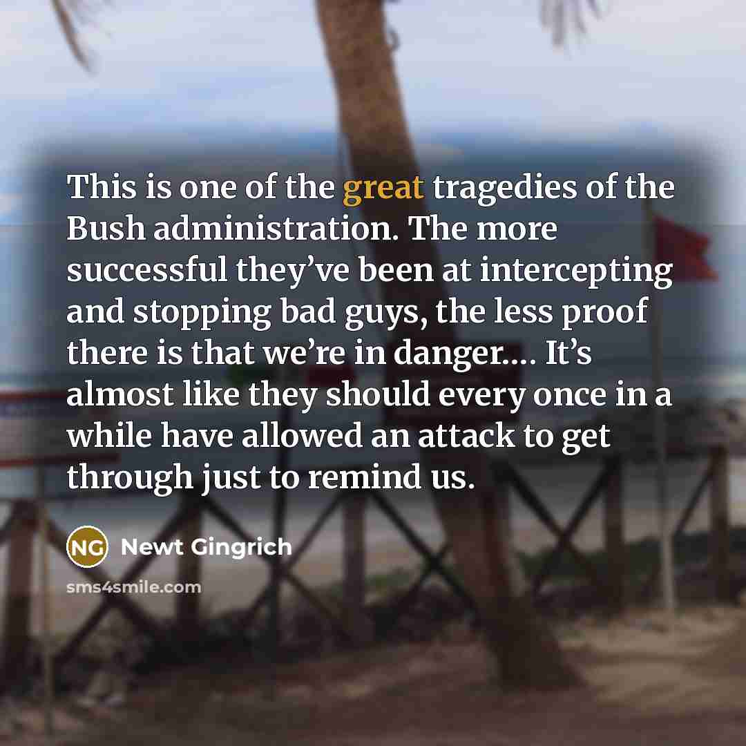 “This is one of the great tragedies of the Bush…” quote by Newt Gingrich