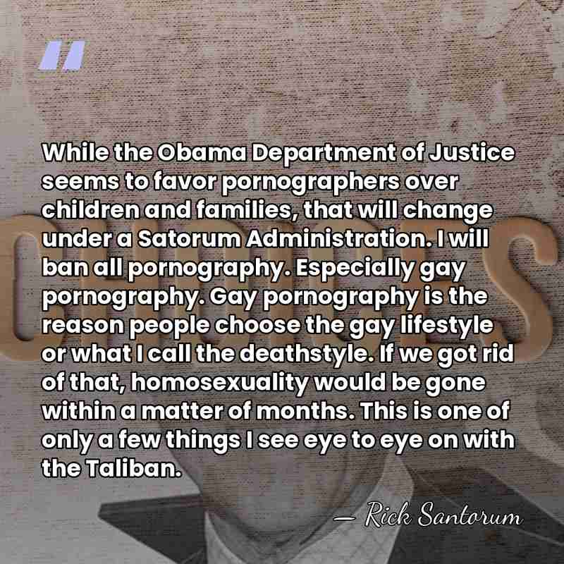 While the Obama Department of Justice seems to favor pornographers over children&hellip; - Rick Santorum
