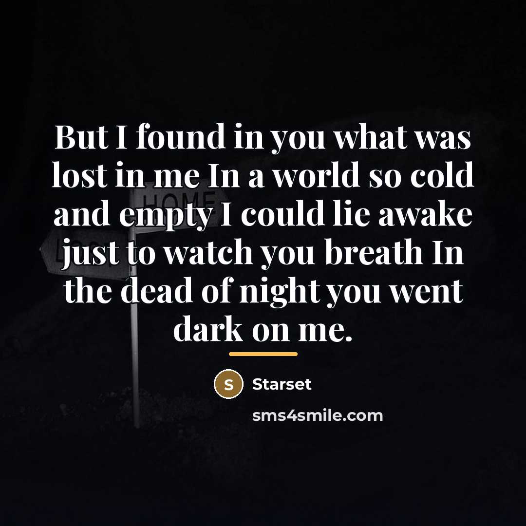 “But I found in you what was lost in me…” quote by Starset