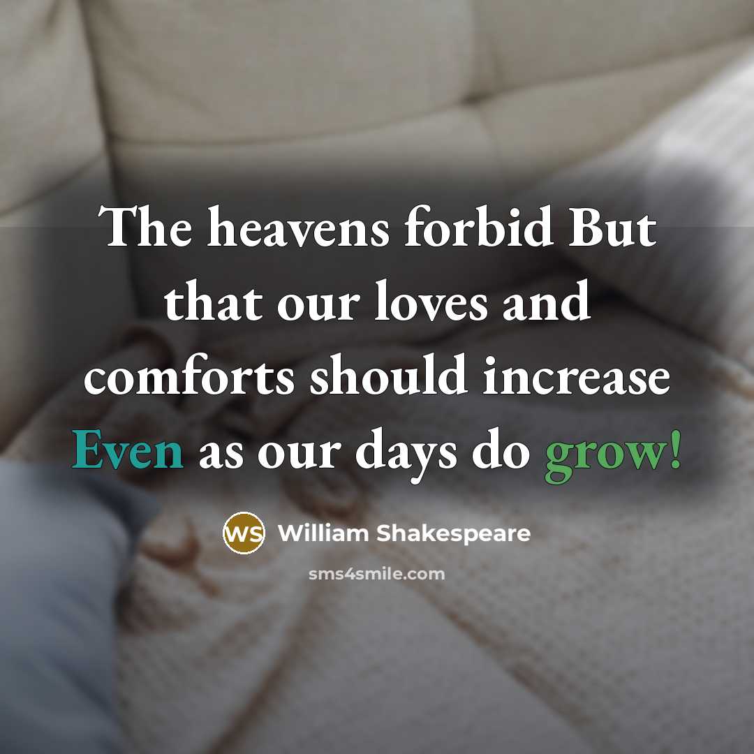 “The heavens forbid But that our loves and comforts should…” quote by William Shakespeare