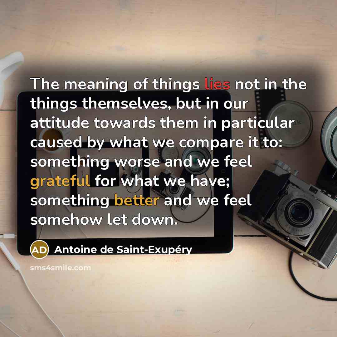 “The meaning of things lies not in the things themselves,…” quote by Antoine de Saint-Exupery