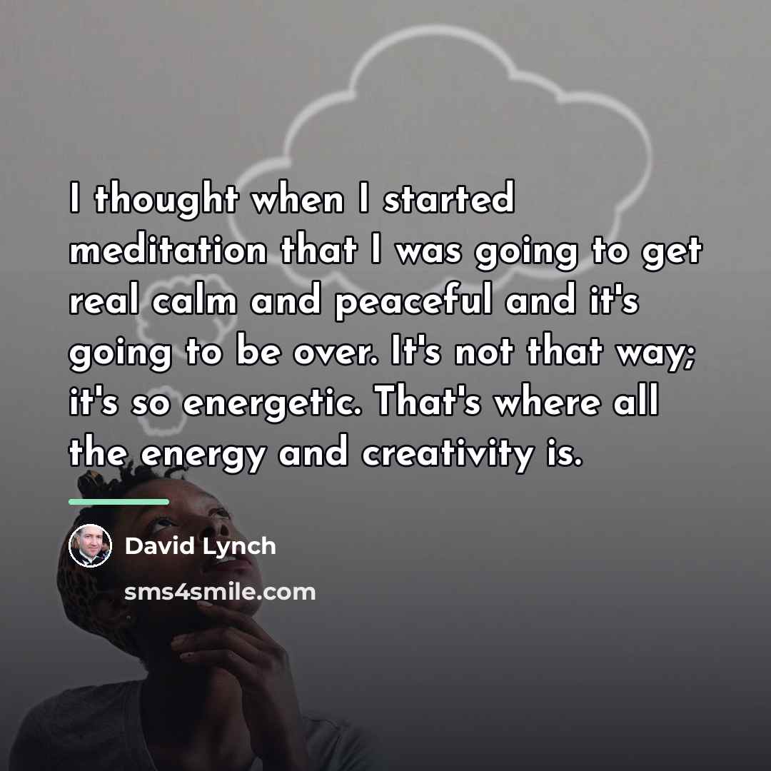 “I thought when I started meditation that I was going…” quote by David Lynch
